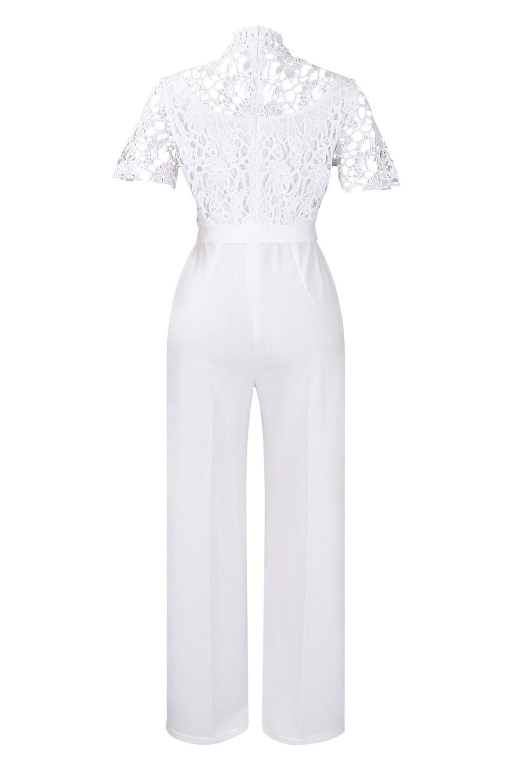 Lace Hollow Out Tie Waist Wide Leg Jumpsuit Lavish Daily