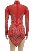 Rhinestone Embellished Sheer Mesh Mini Dress Lavish Daily