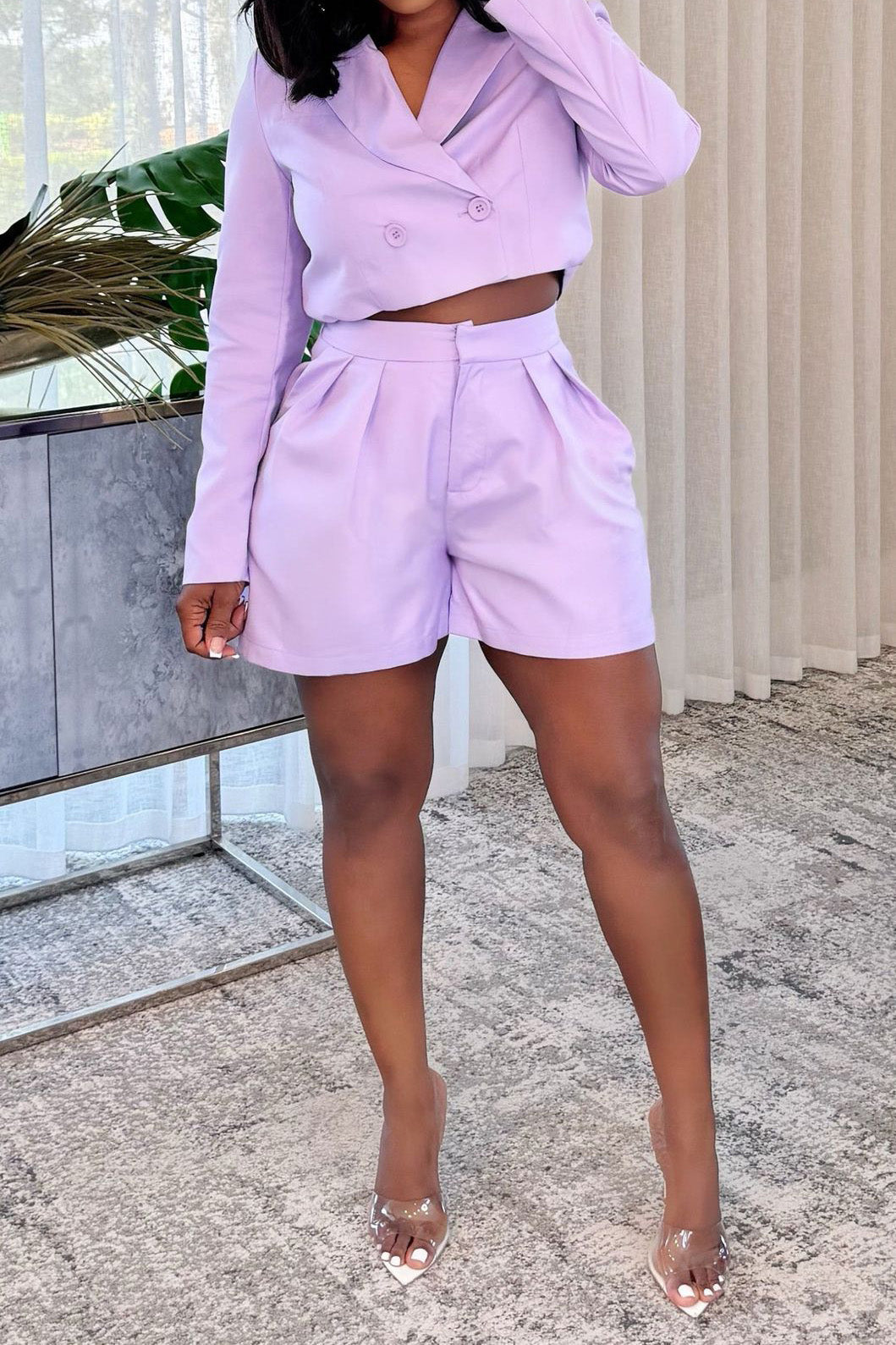 Elegant Blazer Long Sleeve Shorts Set Lavish Daily