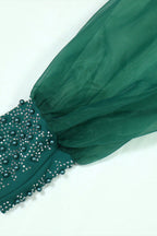 Rhinestone V-Neck Puff Sleeve Maxi Dress Lavish Daily