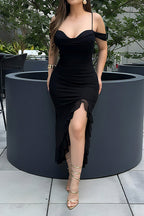 Stylish Soiree Cold Shoulder Midi Dress Lavish Daily