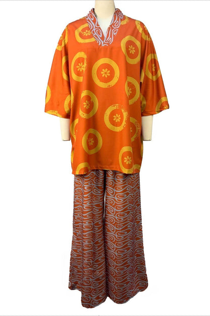 Abstract Print Kaftan & Wide Leg Pants Set Lavish Daily