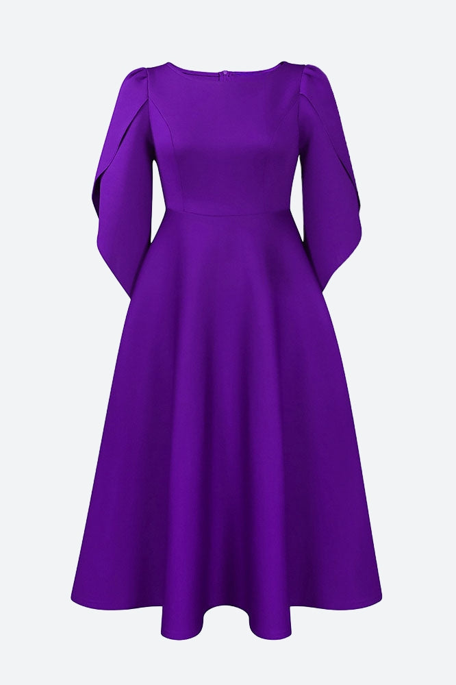 Elegant 3/4 Petal Sleeve Long Midi Dress Lavish Daily
