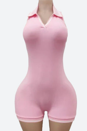 Sleeveless Solid Backless Halter Romper Lavish Daily