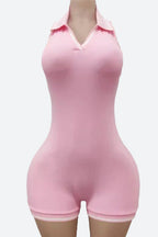 Sleeveless Solid Backless Halter Romper Lavish Daily