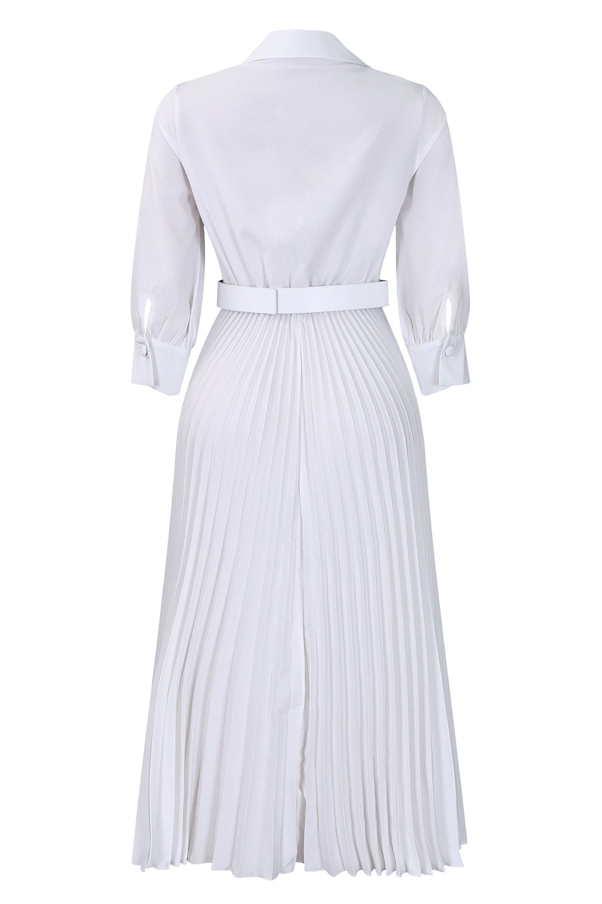 Solid Color Cinched Waist Pleated Long Dress Lavish Daily