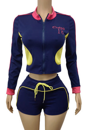 Embroidered Colorblock Stretch Sports Set Lavish Daily