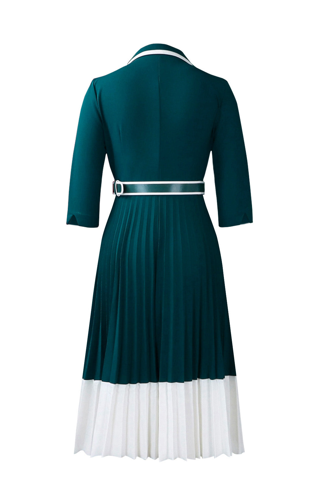 Elegant Lapel Belted Pleated Midi Dress Lavish Daily