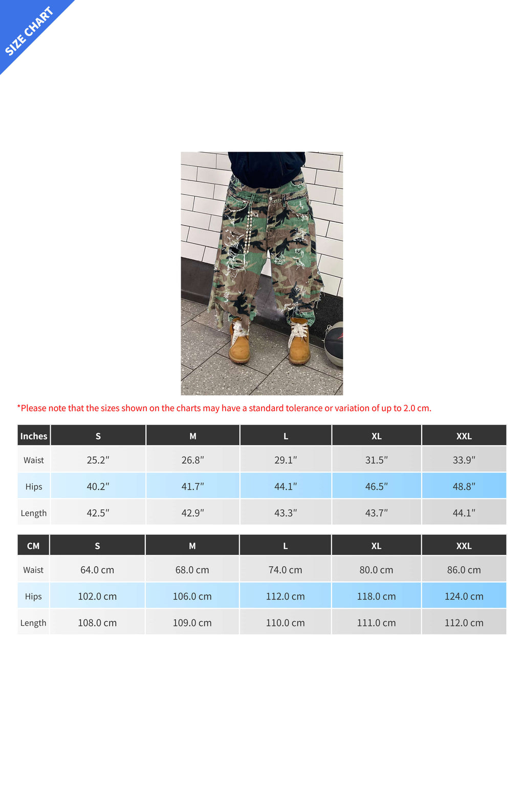 Camo Double Waist Ripped Jeans LavishDaily