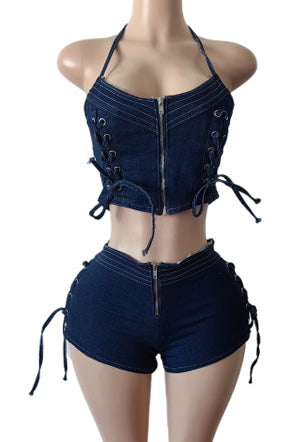 Tie-Back Tank Top & Stretch Shorts Set Lavish Daily