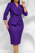 Collar Peplum Button-Front Dress Lavish Daily