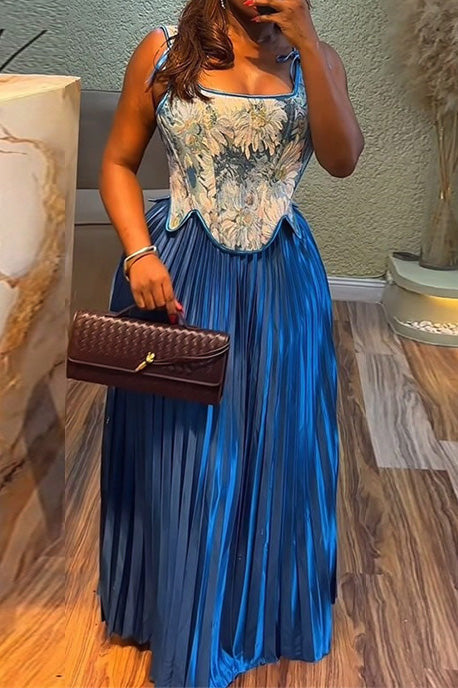 Printed Crop Tank with High Waist Pleated Skirt Lavish Daily