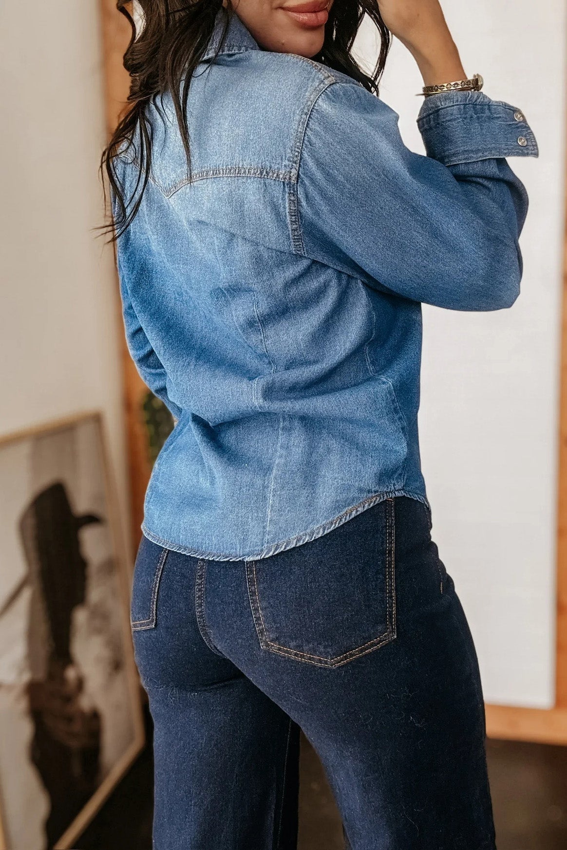 Street Style Long Sleeve Denim Shirt Lavish Daily