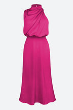 Satin Mock-Neck Slip Dress Lavish Daily