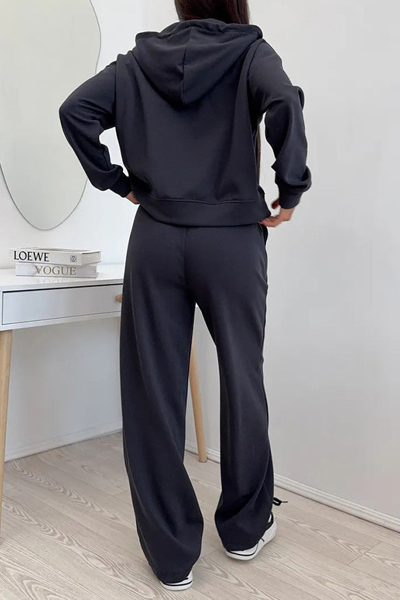 Hooded Zip Sweatshirt & Drawstring Pants Set Lavish Daily