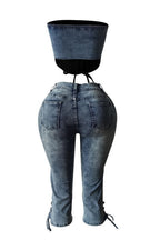 Denim Corset Top Lace-Up & Mid-Thigh Shorts Set Lavish Daily